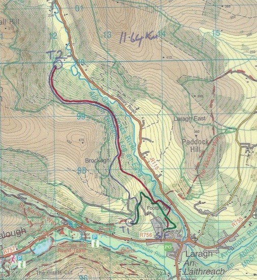 12 km Laragh Trail Run map
